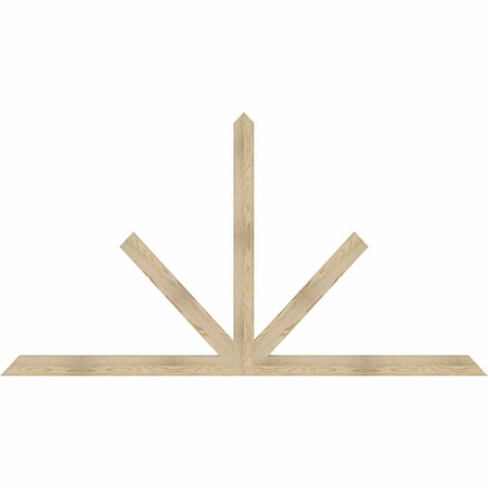 Ekena Millwork Saratoga Rough Sawn Timber Gable Bracket, Douglas Fir, 96"W x 52"H x 2"D x 4"F, 13/12 Pitch GBW096X52X0204SAR00RDF